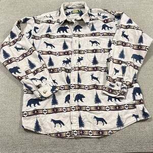 Cabela's Vintage 90s Southwestern Animal Print Chamois Flannel Shirt XL